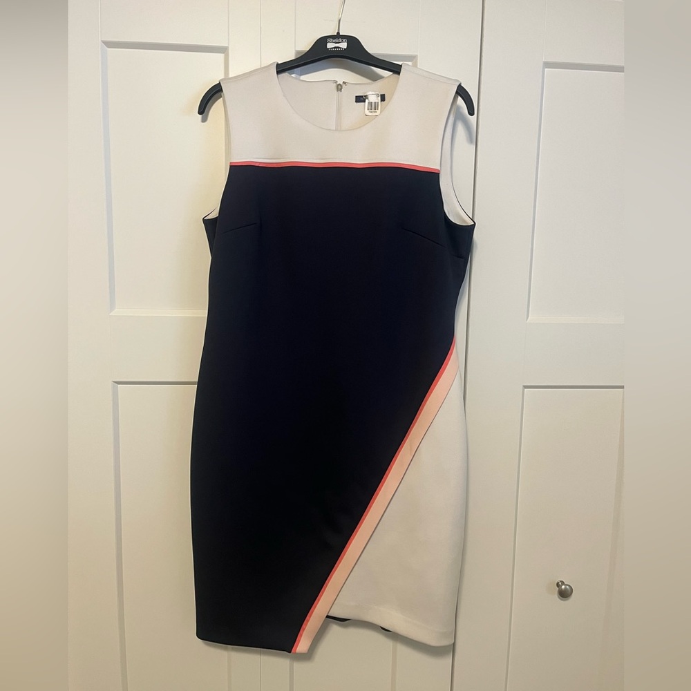 Tommy Hilfiger Navy Colorblock Sheath Dress SZ 16